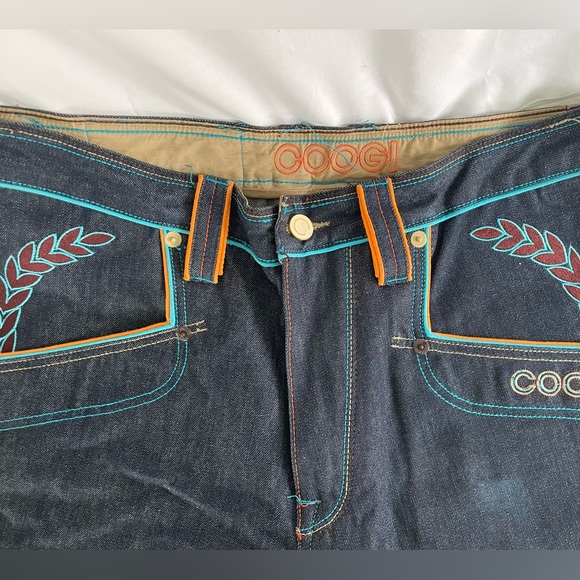 Coogi Australia Men’s 36x34 Embroidered Pockets Spellout  Denim Jeans NEVER WORN - Picture 2 of 13